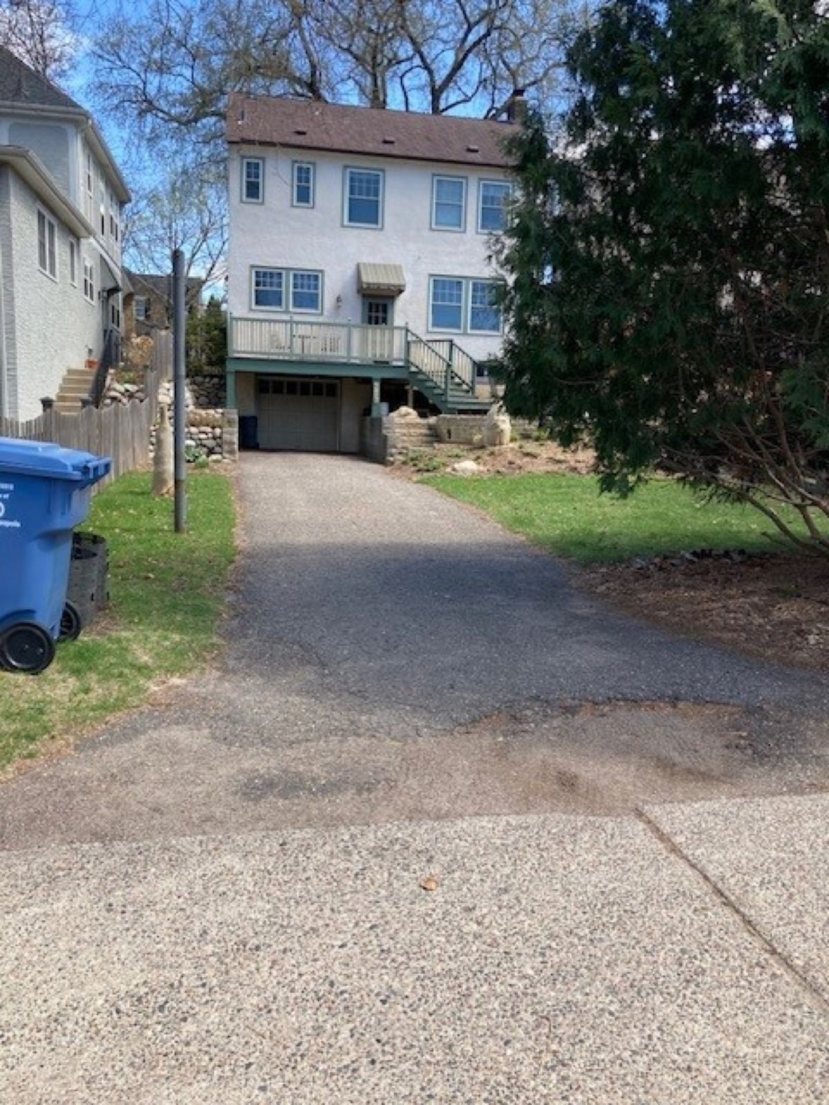 Asphalt Out, Concrete Ribbon Driveway In, before